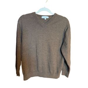 TURNBURY Men’s Brown V-Neck Sweater Extra Fine Merino Wool Sz‎ L